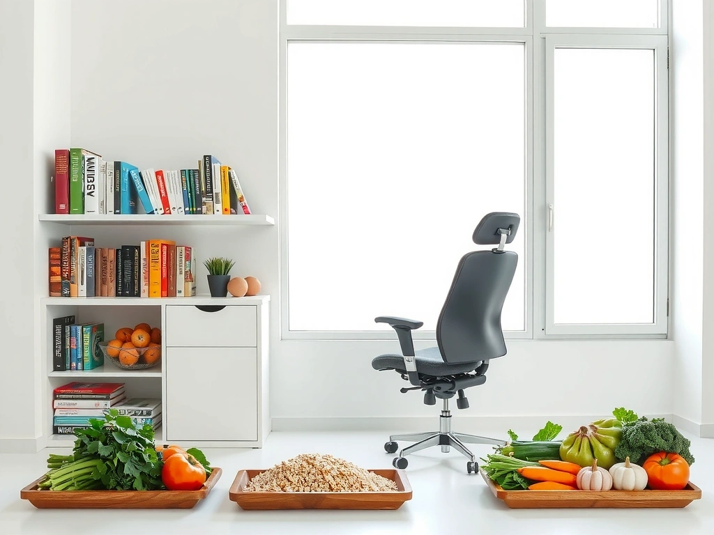 Environnement de travail de NutriConsult avec documents et aliments sains